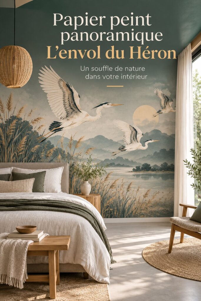 Un intérieur chaleureux avec un papier peint panoramique d'oiseaux