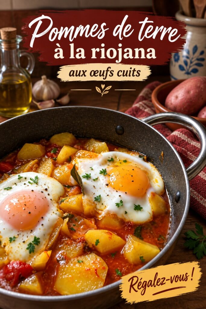 Assiette de patatas a la Riojana avec des œufs cuajados, un plat réconfortant