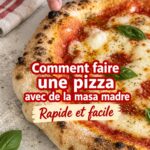 Une belle pizza maison à base de pâte au levain, garnie de légumes frais et de fromage