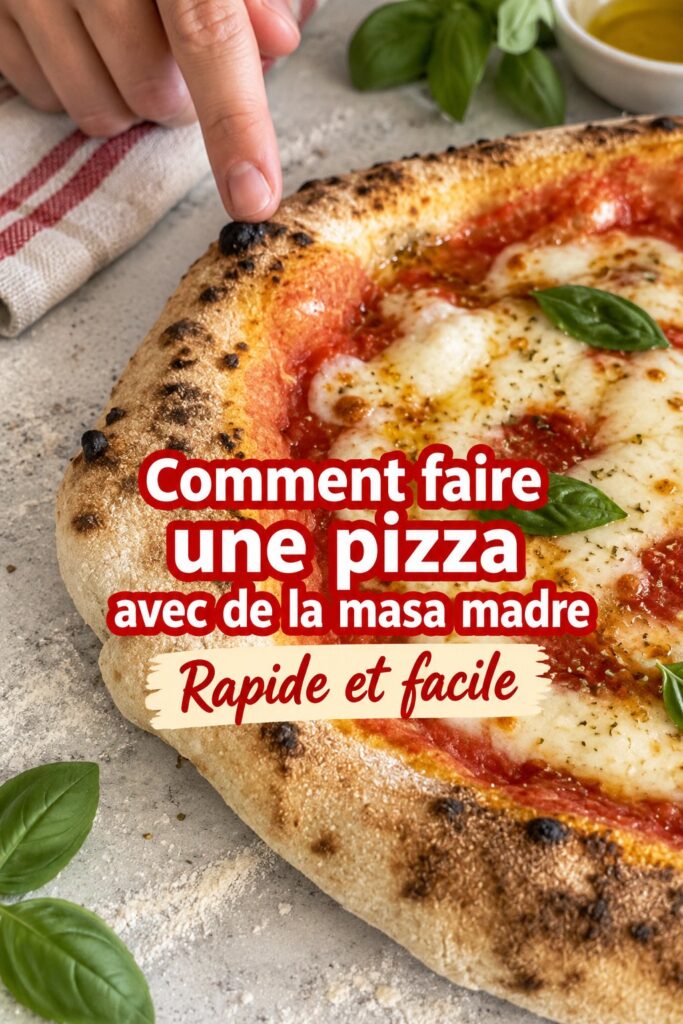 Une belle pizza maison à base de pâte au levain, garnie de légumes frais et de fromage