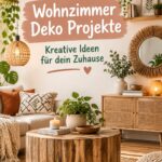 Une maman créant des objets déco DIY colorés dans son salon