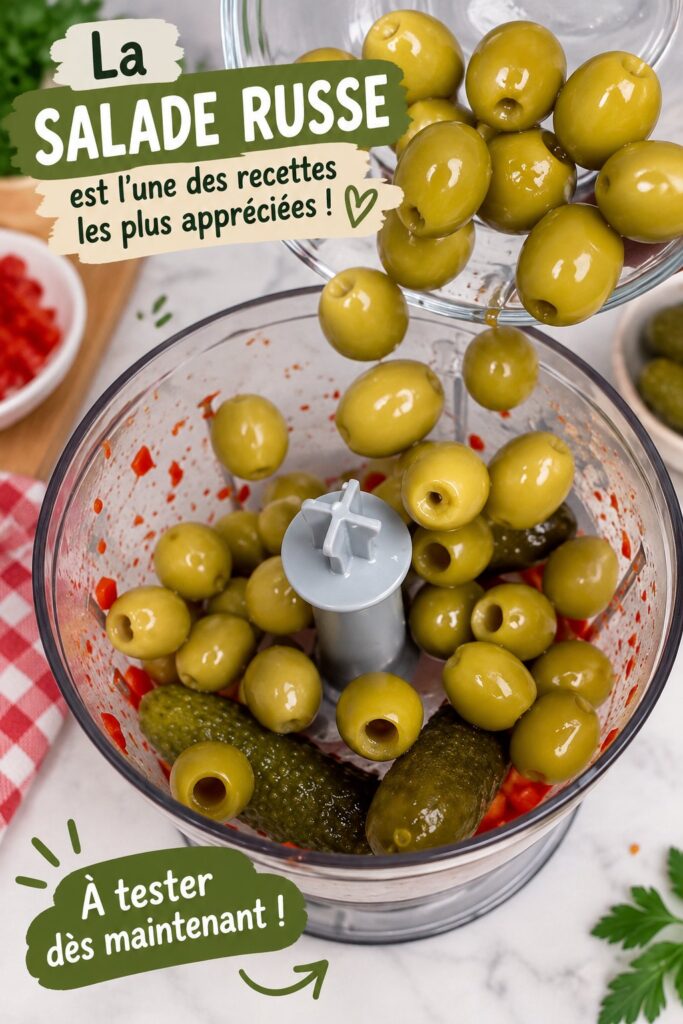 Une ensaladilla rusa colorée dans un plat familial, prête à être servie.
