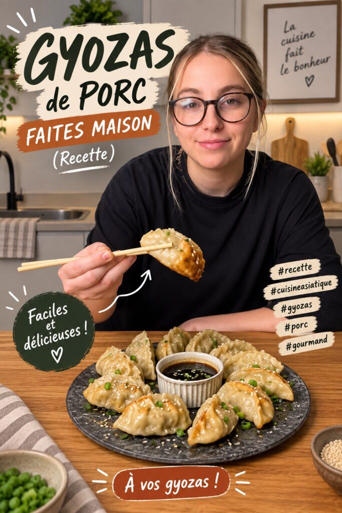 Gyozas maison garnis de viande et légumes sur une assiette