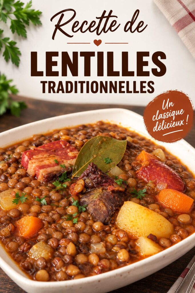 Un plat de lentilles traditionnelles riche et savoureux, prêt à être servi