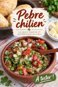 Bol de pebre chileno coloré sur un plan de cuisine