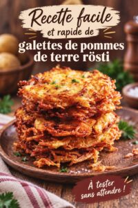 Rösti de pommes de terre croustillant sur une assiette, prêt à être servi.