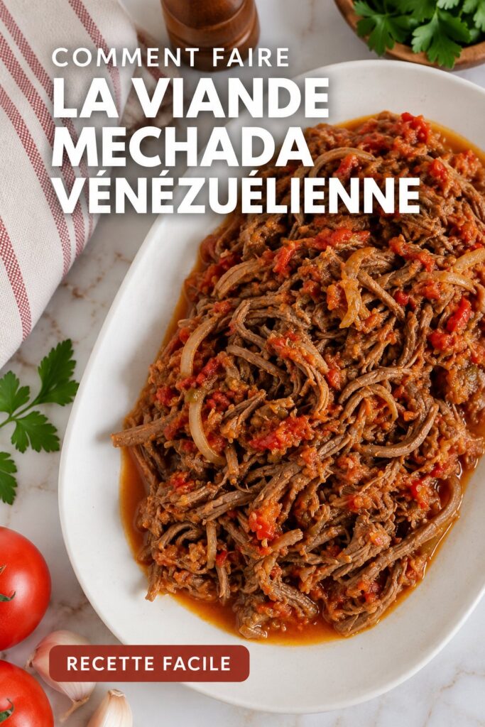 Plat de viande effilochée vénézuélienne, prêt à être dégusté avec des garnitures