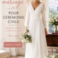 Robe de mariage civil élégante flottant dans un parc pendant une cérémonie.