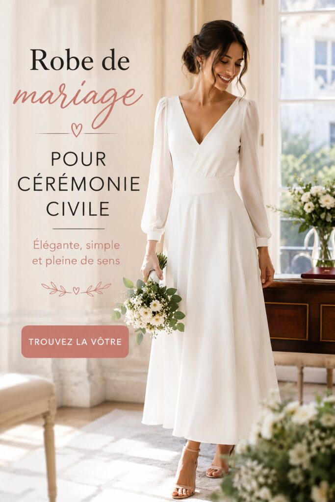 Robe de mariage civil élégante flottant dans un parc pendant une cérémonie.