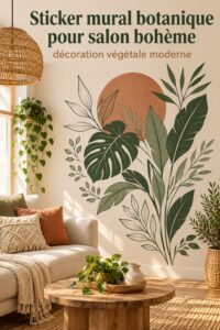 Sticker mural floral moderne, pour une décoration intérieure élégante.