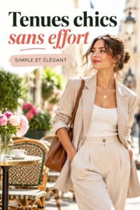 Femme en tenue chic et décontractée, prête pour une sortie quotidienne, illustre le style sans effort.