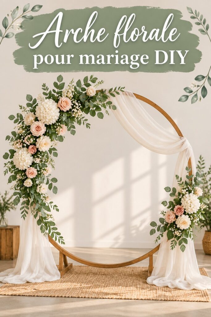 Un magnifique arc de fleurs coloré pour un mariage vintage.