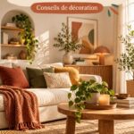 Un salon décoré dans un style vintage chaleureux et accueillant.