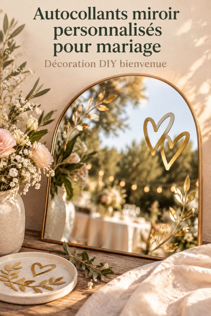 Autocollants de miroir personnalisés pour un mariage élégant