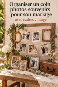 Coin photos souvenirs de mariage avec cadres vintage décoratifs