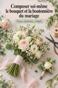 Bouquet de mariée fait maison avec des fleurs fraîches