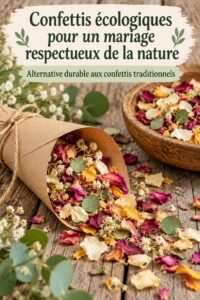 Un mariage en plein air avec des confettis biodégradables colorés sur l'herbe.