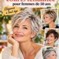 Femme de 50 ans avec une coupe courte moderne en plein air.