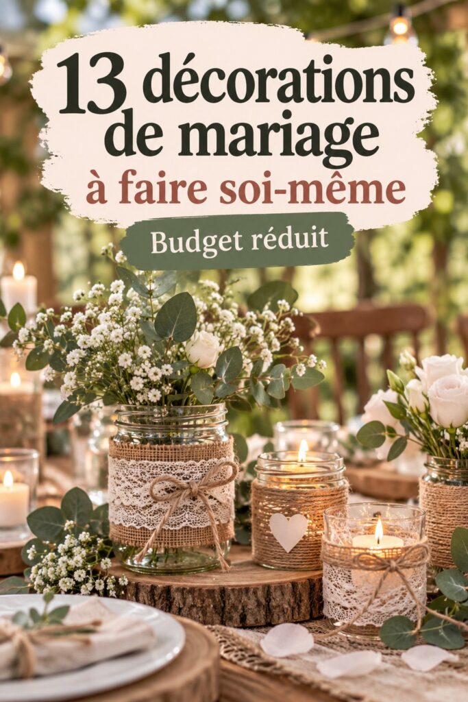 Décoration de mariage DIY sur une table élégamment dressée