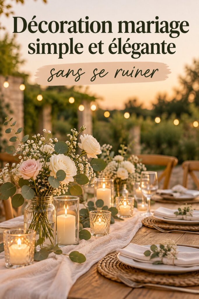 Décoration simple et élégante pour mariage avec fleurs et chandeliers