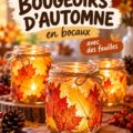 Bougeoirs d'automne réalisés en bocaux décorés de feuilles