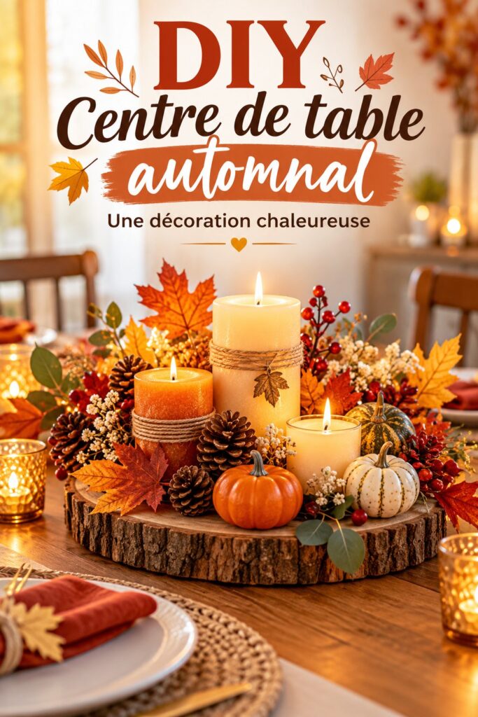 Un centre de table automnal fait maison avec des éléments naturels
