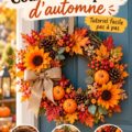 Couronne de porte d'automne avec des éléments naturels