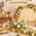 Décoration chaleureuse pour un anniversaire de mariage en or