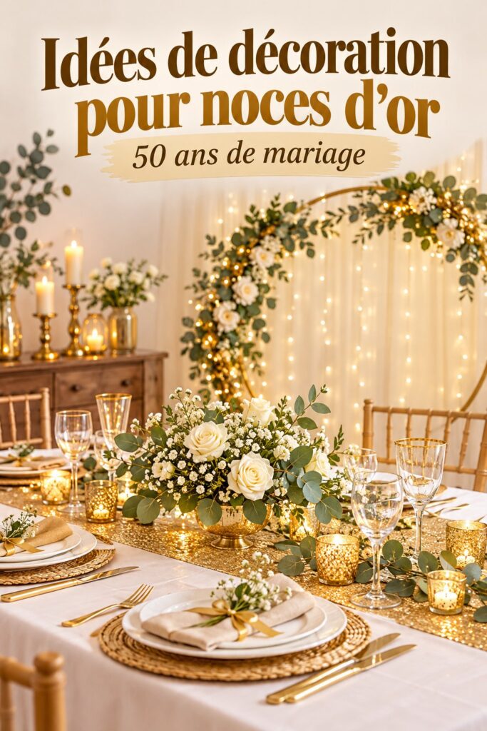 Décoration chaleureuse pour un anniversaire de mariage en or