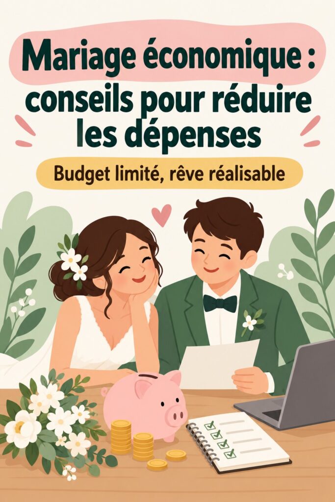Un couple souriant lors d'un mariage économique en plein air, mettant en avant une décoration vintage.