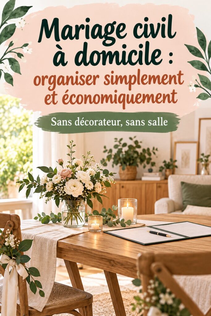 Cérémonie de mariage civil intime et élégante à domicile.