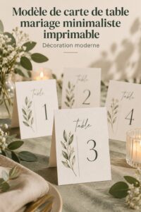 Modèles de cartes de table de mariage minimalistes en impressions modernes