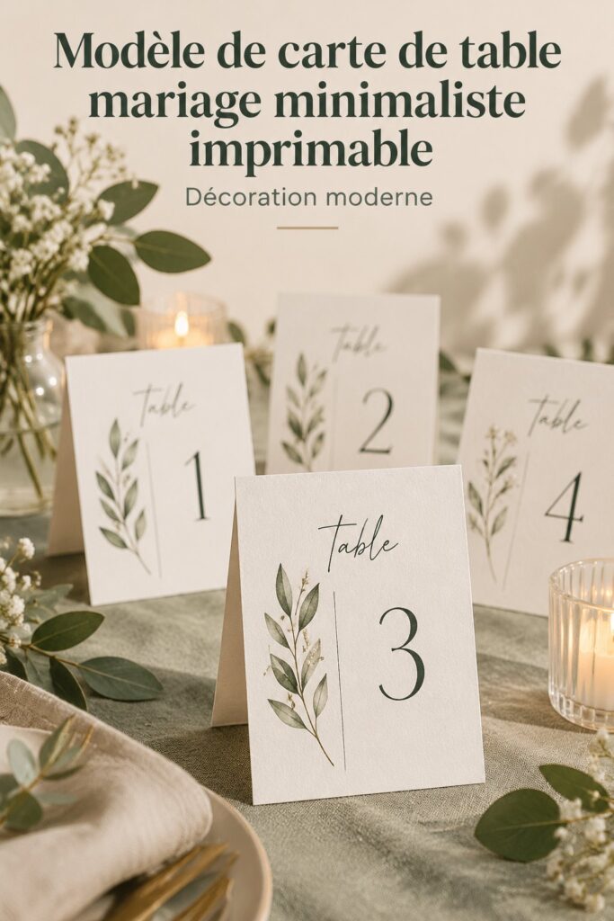 Modèles de cartes de table de mariage minimalistes en impressions modernes