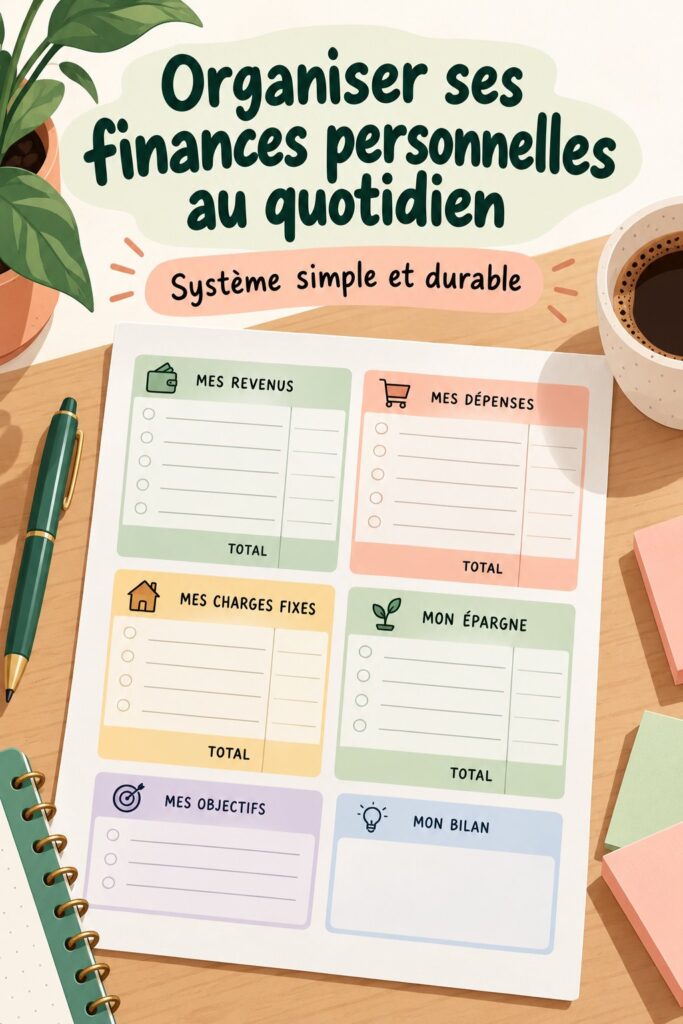 Une femme souriante consulte son budget personnel sur une tablette dans un cadre familial chaleureux.