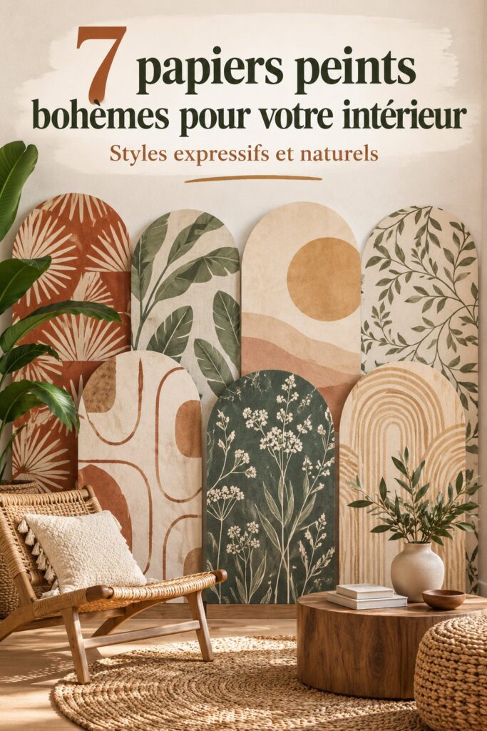 Papiers peints boho avec des motifs colorés dans une belle pièce