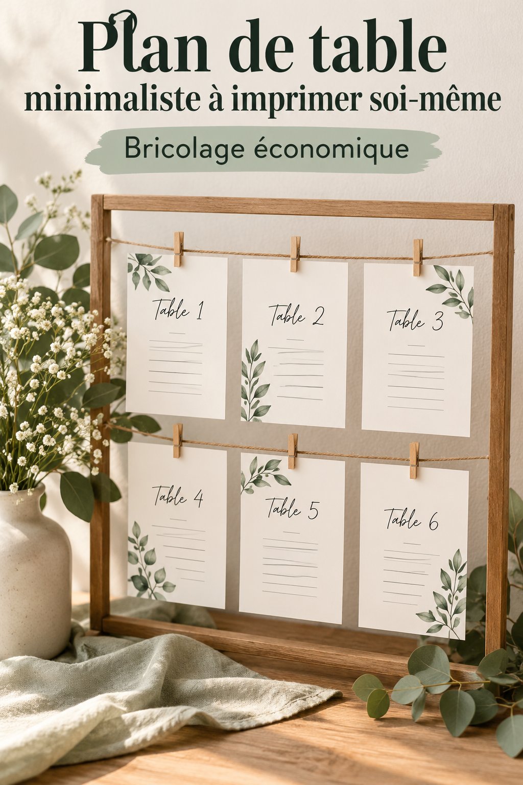 Plan de table minimaliste à imprimer pour mariage