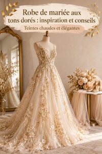 Robe de mariée dorée élégante avec de délicates broderies