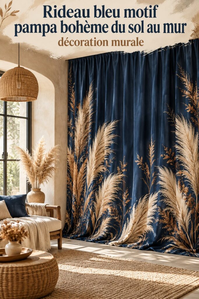 Toile de fond bohémienne avec des motifs bleus dans un salon